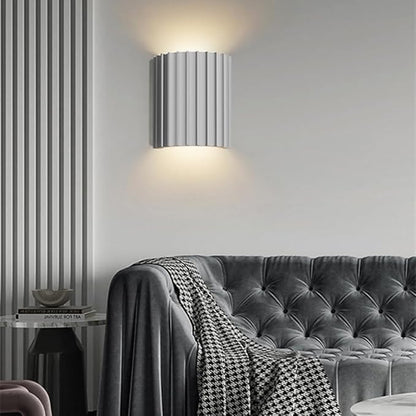 7 Inch Large Contemporary White Wall Sconce Modern Wall Light Up and Down 2 Lights Wall Mounted Lamp Nordic Resin Plaster Sconces Lighting for Living Room Bed Room Stairway Hallway
