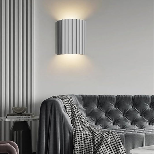 7 Inch Large Contemporary White Wall Sconce Modern Wall Light Up and Down 2 Lights Wall Mounted Lamp Nordic Resin Plaster Sconces Lighting for Living Room Bed Room Stairway Hallway