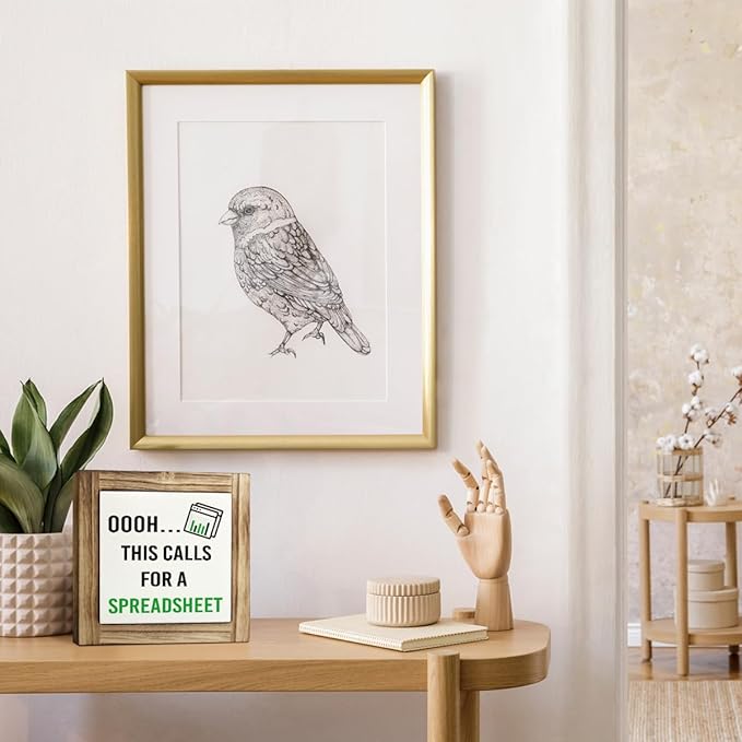 This Calls for A Spreadsheet Sign - Funny Excel Decor for Home & Office Cubicle - Wooden Desk Sign 5.9 * 5.9 inches