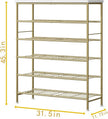 SUOERNUO Shoe Rack Organizer 6 Tier for Closet Entryway Free Standing Metal Storage Shoe Shelf with MDF Top Board，Gold