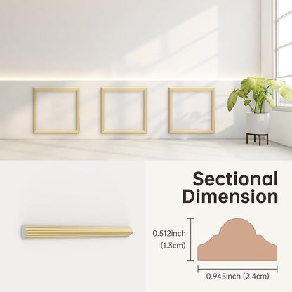 DODOKIE Peel and Stick Wall Molding Kit, Pre Cut Molding Wainscoting Panels for Interior Home Wall Moulding Décor Living Room Decoration, Self-Adhesive Ready to Assemble Gold (3 Set, 20 x 20 in)