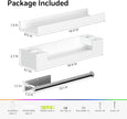 HIIMIEI Bathroom Shelves Wall Mounted: White Floating Shelf with Hand Towel Bar, 14.9in Acrylic Hanging Shelves Over Toilet, Set of 3 Bathroom Organizers Rack for Skin Care, Perfume, Lotion Storage