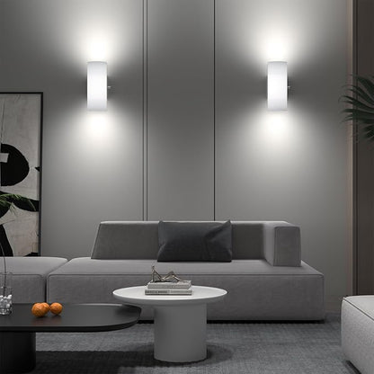 ChangM Wall Sconce Set of 2 Modern LED Wall Light Lamps Dimmable by Rotate Button 12W Cool White 6000K Up and Down Acrylic Lighting Fixture for Living Room Bedroom Hallway Conservatory Room Decor