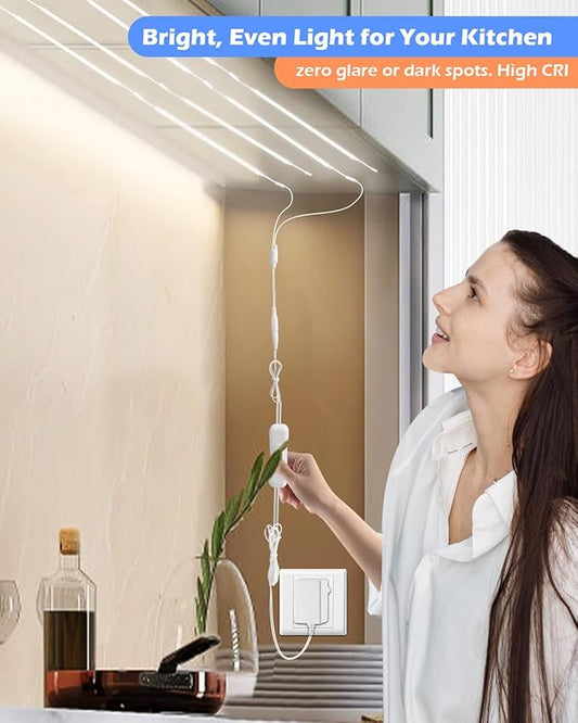 Cefrank LED Under Shelf Lighting Kit, (8) Linkable 12-Inch Light Strips Set, 20W 2000lm Daylight White, Flexible & Durable for Bookcases, Cabinets, Pantries, Showcase, Closet (Cool White)