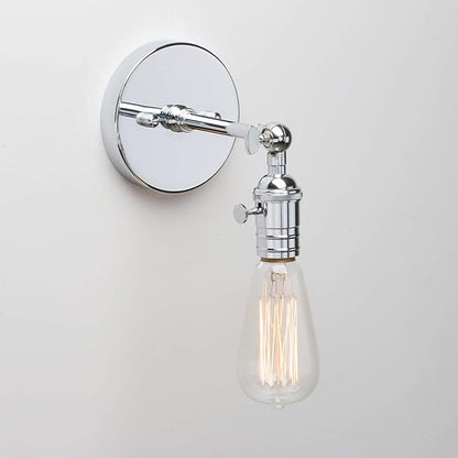 Permo Vintage Industrial Pole Wall Mount Mini Single Sconce Metal Wall Sconces Fixture (Chrome)