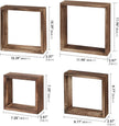 J JACKCUBE DESIGN Floating Hanging Square Shelves Wall Mounted Rustic Wood Cube Display Shelf Shadow Boxes Decorative Boho Home Décor for Living Room, Bedroom, Office, Set of 4 (Brown) - MK571B