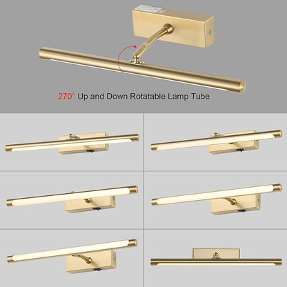 Picture Light for Wall Battery Operated, 20" Rechargeable Art Light with Remote and Timer for Painting, 9000mAh Wireless Wall Light for Display, Artwork, Portrait, Gallery, Gold