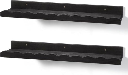 Suzile 2 Pcs Scalloped Shelves Wall Floating Shelves Set for Room, Bathroom, Bedroom, Cute Room Decor Aesthetic and Books, Toys, Photo Frames Storage(23",Black)