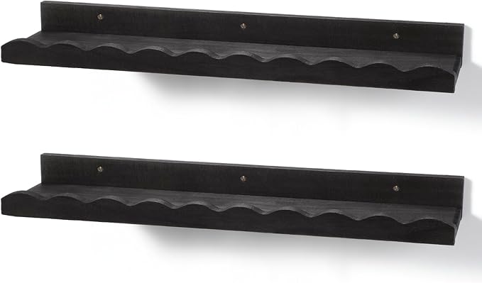 Suzile 2 Pcs Scalloped Shelves Wall Floating Shelves Set for Room, Bathroom, Bedroom, Cute Room Decor Aesthetic and Books, Toys, Photo Frames Storage(23",Black)