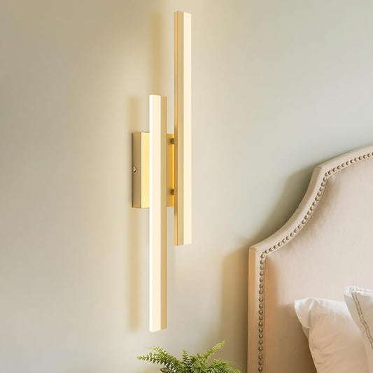 LED Wall Sconce Gold Modern Remote Wall Light Fixtures for Living Room, Dimmable LED Vanity Light Indoor Remote Wall Sconce for Bedside Bedroom Bathroom Dining Room, 23.6inch 1 Pack