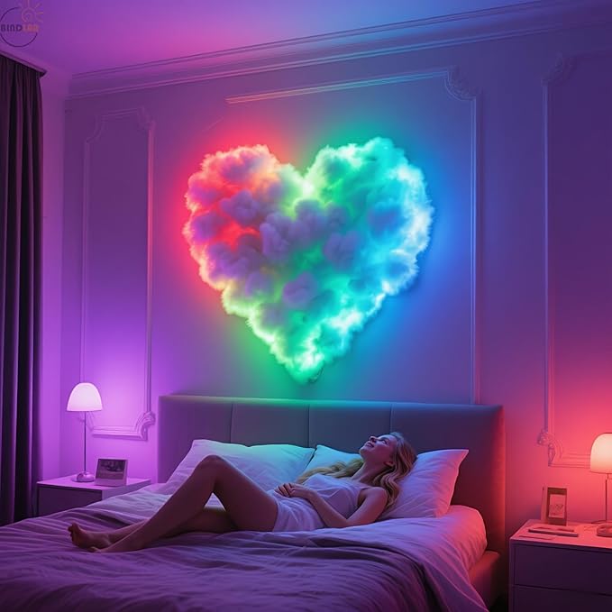 3D Thundercloud Night Light - Smart RGB LED Strip Light, USB-Powered Ceiling Mount Ideal for bedrooms, Games Rooms and Party Decorations, Features Colour-Changing Ambient Lighting (500cm)