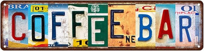 Vintage Coffee Bar Metal Tin Signs Street Signs Home Coffee Bar Wall Decor 16 x 4 Inches