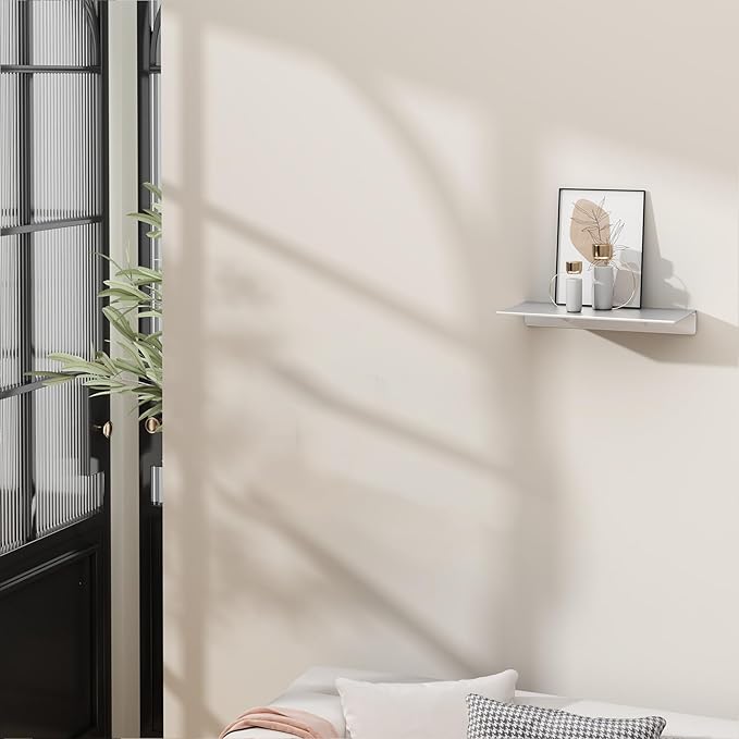 Danpoo Small Floating Shelf for Wall Storage, Mini Display Shelf for Collectibles, Metal Wall Shelf for Bathroom/Living Room/Kitchen/Bedroom(Silver, 8")