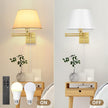 TRLIFE Remote Control Dimmable Wall Sconce, Adjustable Color Temperature 2700K-6500K Brushed Brass Swing Arm Wall Lights with Plug in Cord, 11.8