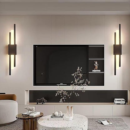 LED Linear Wall Sconce Lighting Modern Wall Lamp Indoor Wall Wash Light 10W 3 Color Mode Wall Mounted Lamps Hardwired Vanity Sconces for Living Room Bedroom Hallway (Color : Svart, Size : R