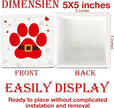 Farmhouse Christmas Decor, Christmas Decorations Indoor, Red Dog Paws Wooden Sign Rustic Home Shelf Desk Decor 5 x 5 Inches