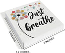 Inspirational Desk Decor - Spring Decorations for Home - Just Breathe Dandelion Wood Sign Home Office Desk Shelf Table Tabletop Decor 5×5 Inches