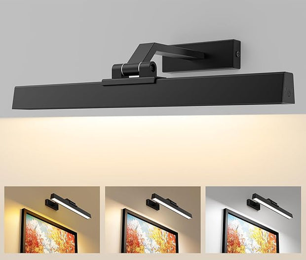 Picture Lights for Wall, Battery Operated Picture Light 16in Gallery Light for Paintings CCT Dimmable Recharging Battery Wall Light with Remote Control for Living Room Gallery Dartboard Art Bathroom