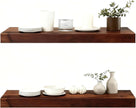 Solid Wood Floating Shelves,23.6in Finished Real Wood Wall Shelves with Heavy-Duty Hidden Bracket, Easy Installation, Set of 2, 23.6in x 7.1in x 1.5in, for Living Room Bedroom Kitchen,Walnut