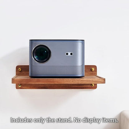 SARUFO Acacia Wood Projector Shelf for Wall Mount, 14.2" x 11" Floating Shelf & Rack Holder for Router, Modem, Cable Box, Compatible with Gaming Consoles Copyright Patent
