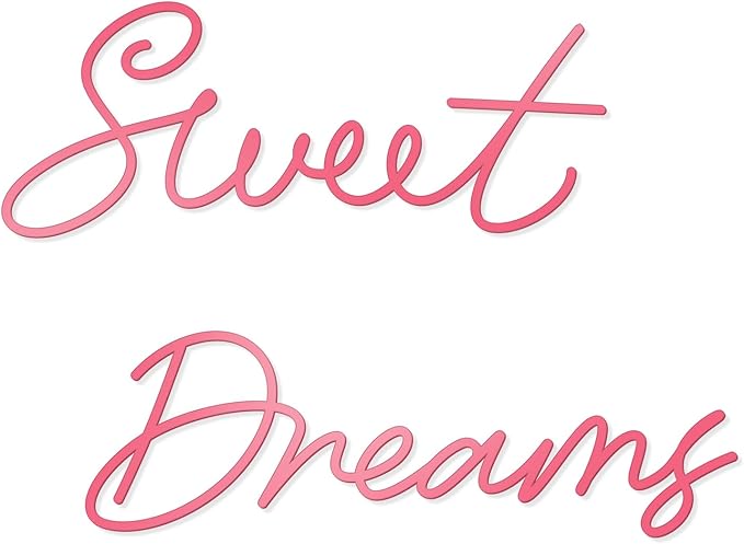 Zzbakress Sweet Dreams Wall Decor Metal Wall Art Large Modern Living Room Farmhouse Sign for Bedroom Black Metal Wall Art for Office and Home Wall Decor (Pink, Farmhouse)
