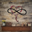 Infinity Heart Wall Decor, Unique Infinity Heart Metal Wall Art Decor Love Sign Steel Wall Plaques Bedroom Ornaments for Home Wedding Decor, Room Living Room Decoration (Red Black, 13.7x11.4inch)