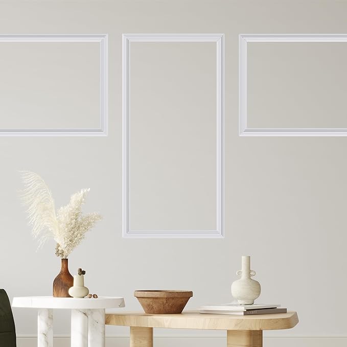 3 PCS Premade Wainscoting Panels peel and stick Accent Wall Panels For Interior Wall Decor Easy DIY Build And Batten Chair Rail & Picture Frame Door Decor (12 x 24 in)