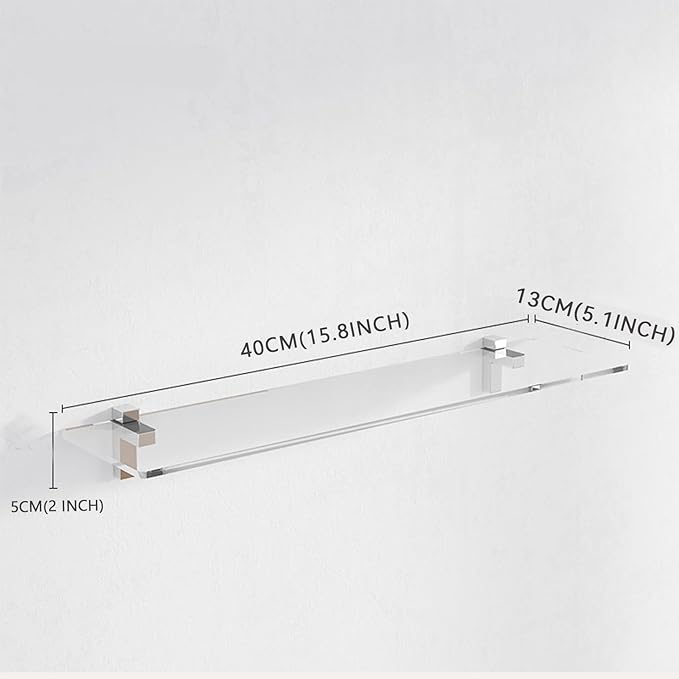Clear Acrylic Shelf, Set of 2 Invisible Wall Shelves Wall Mounted Display Shelf, Floating Shelves for Bathroom, Bedroom, Living Room, Kitchen, Office (15.7 Inch Set of 2)