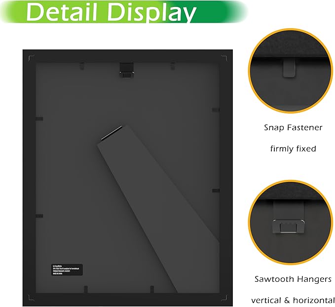 FrameWorks 8x10 mat to 5x7 Classic Wooden Picture Frames Tempered Glass/Black / 6-Pack