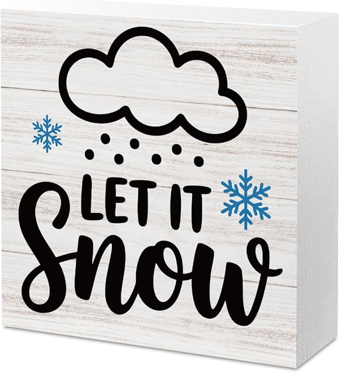 Christmas Decor Christmas Sign Decorations for Home Let It Snow Sign for Home Office Desk Table Cubicle Shelf Xmas Desk Accessories 5 x 5 inch
