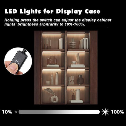 JUSJUBR Black LED Shelf Lights, Display Cabinet Lights with Memory Function, 4 Pack x12 Inch Display Lights for Shelves, LED Lights for Display Cases/Pantry/Closet, Natural White 4000K