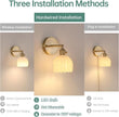 Vintage Wall Sconces with White Tulip Glass Lampshade 180 Degree Adjustable Brass Sconces Hradwired Modern Wall Lighting Fixture with Switch for Bedside Bedroom Doorway
