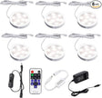 AIBOO LED Under Cabinet Lighting Fixture Kitchen Under Counter Lights with Plug in and Wireless RF Remote Control, 6 Thin Cabinet LED Puck Light Kits (4000K Natural White)