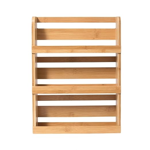 Lipper International 8840 Bamboo 3-Tier Spice Rack, 2.75-inch Depth Accommodates many Types of Spice Jars