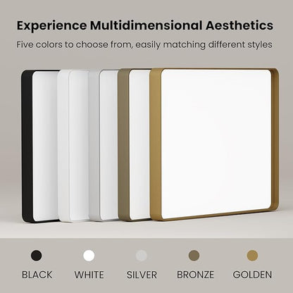 22x31 Inch Black Bathroom Mirror, Rounded Rectangle Matte Framed Wall Mounted Mirror, Bathroom Vanity Mirror, Tempered Glass, Anti-Rust, Horizontal/Vertical...