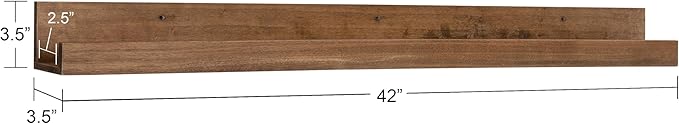 Kate and Laurel Levie Modern Floating Wall Shelf Picture Frame Holder Ledge, Rustic Natural Wood