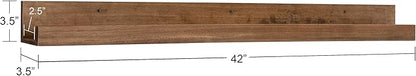 Kate and Laurel Levie Modern Floating Wall Shelf Picture Frame Holder Ledge, Rustic Natural Wood