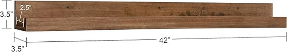 Kate and Laurel Levie Modern Floating Wall Shelf Picture Frame Holder Ledge, Rustic Natural Wood