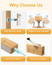 Rechargeable Wood Wall Lights (2 Pack) with Remote & Touch, 5200mAh Battery Operated Wall Sconce with 3 Color Temperatures & RGB. Magnetic, Stick-On, Dimmable Wall Reading Lamp for Bedroom, Picture