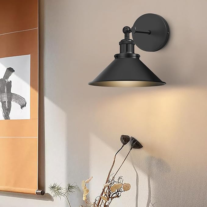 Battery Operated Wall Sconce Set of 2,Vintage Wireless Wall Sconces with Remote,Dimmable Led Wall Lights,Wall Lamp Fixture Indoor Bedroom Living Room Kitchen,LED Bulbs Included,Black