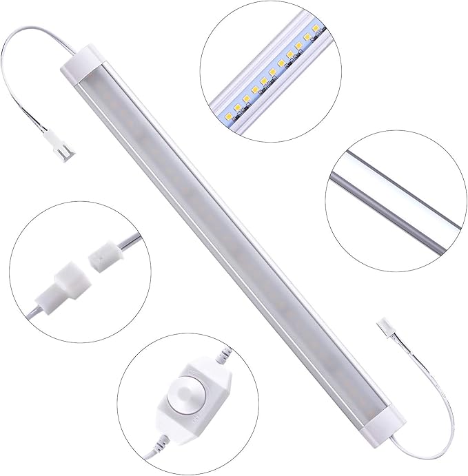 LABOREDUCER LED Under Cabinet Lighting with Plug in 10 Pack,11inch Dimmable LED Under Cabinet Lights with Rotary Dimmer Switch, Cold White Linkable Under Counter Lights for Kitchen (Cold White)