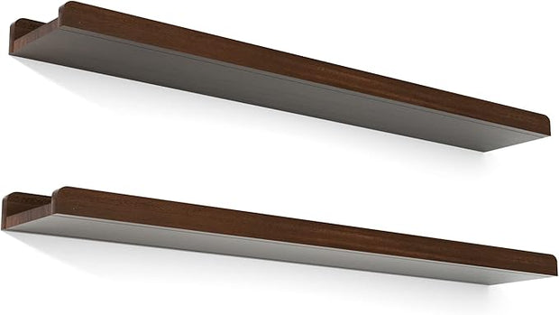 Love-KANKEI 36 Inch Long Floating Shelves Wall Mounted Set of 2, Large Wood Wall Shelves for Storage, Rustic Hanging Shelves for Display,Bedroom Living Room Bathroom Kitchen Office Dark Walnut