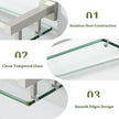 Alise Bathroom Glass Shelf with Stainless Steel Railing, Brushed Nickel Small Tempered Glass Floating Wall Shelf Over The Toilet, 16 inch