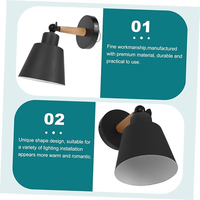 Nordic Modern Wall Light with Wood Accent Simple Stylish Hanging Wall Lamp for Bedroom Corridor and Bedside Metal Frame Elegant Minimalist Black Finish Bulb Not Included