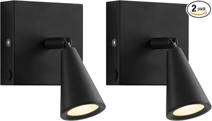 Battery Operated Wall Sconce Set of 2, Wall Lamp with Remote, 7000mAh Dimmable Magnetic 350° Swivel Cordless Rechargeable Wall Lights for RV Bedroom Bedside Hallway Gallery Wall Decort - Black