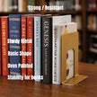 Alessk 6 Pieces Dark Matte Gold Bookends for Shelves, Heavy Duty Metal Bookends Supports Heavy Books, Decorative Gold Stops for Home or Office Decoration - 3 Pairs.