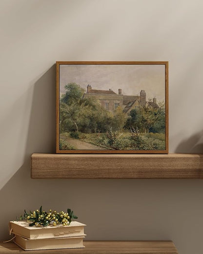 InSimSea Framed Canvas Wall Art Vintage Decor, Home Decor Classical Scenery Watercolor Painting Canvas Prints Wall Decorations for Living Room Home Farmhouse Bathroom Decor, 11"x14"