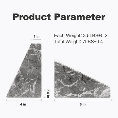 Marble Bookends for Heavy Books, Decorative Bookends for Shelves, Durable and Heavy-Duty Book End for Hardback Book & CDS, Unique Book Stopper & Holder, Gris Lido, Set of 2