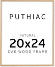 puthiac 20x24 Solid Oak Wood Picture Frame, No Mat, Wall Display Only, Vertical or Horizontal, Plexi Front, 1 Pack, Natural Oak