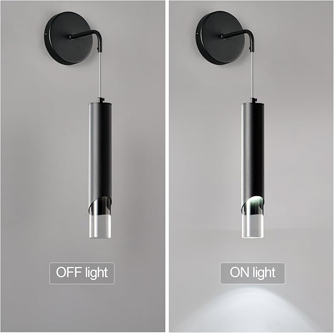 Black Wall Sconces Set of Two Modern LED Wall Lights Acrylic Wall Lighting Bathroom Vanity Light Fixture Indoor Wall Fixture for Bedroom Bedside Corridor Hallway Living Room